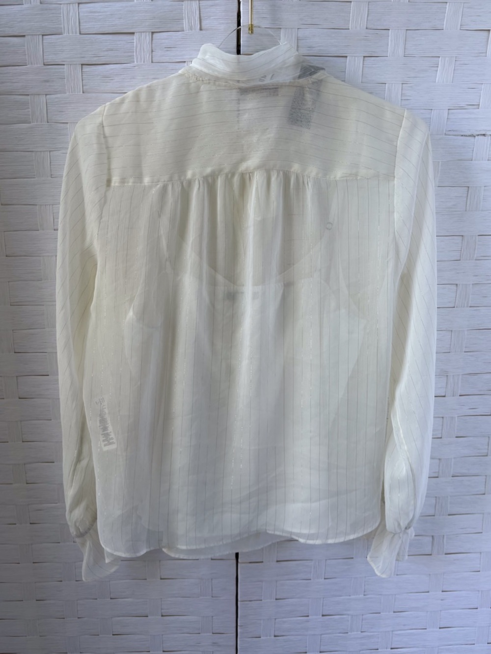 White House Black Market Size M Tie Neck Blouse career Office Church Party NWT - Picture 3 of 13